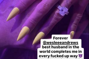 Bang Showbiz / Katie Price brands Lee Andrews 'the best husband in the world' as she shows off diamond ring