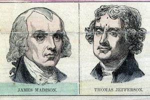 The founding generation: James Madison, left, and Thomas Jefferson, both proponents of the separation of church and state. Photo12/Universal Images Group via Getty Images