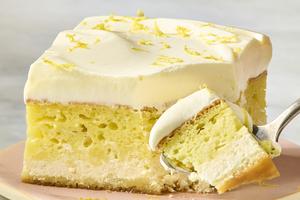 A dreamy lemon dessert with fluffy cake, creamy ricotta and a light pudding topping, this treat tastes like sunshine in every bite. (Alex Lepe/TCA)