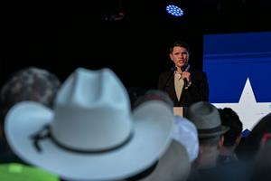 Democratic candidate for U.S. Senate James Talarico speaks during a rally in Texas in May 2026. Whether Talarico is vegetarian or vegan – he says he is not – has featured heavily in the Senate race. Ronaldo Schemidt/AFP via Getty Images