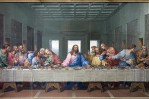 Vienna - Mosaic of Last supper of Jesus by Giacomo Raffaelli from year 1816 as copy of Leonardo da Vinci work in Minoriten church. Dreamstime/TCA