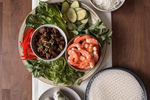 Ideal for a small gathering, this dish is made for four guests to assemble two or three rolls each. (JeanMarie Brownson/TCA)