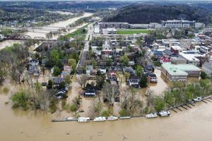 Days of heavy downpours flooded Frankfort, Ky., and other communities across the Midwest in spring 2025. Leandro Lozada/AFP via Getty Images