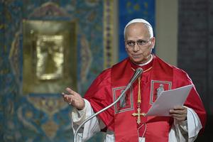 Pope Leo XIV, whose first encyclical discusses artificial intelligence, speaks at the Basilica of Our Lady of Africa on April 13, 2026 in Algiers, Algeria.  Matteo Pernaselci - Vatican Media via Vatican Pool/Getty Image