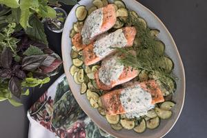For grilled fish and zucchini, a creamy sauce seems in order. (JeanMarie Brownson/TCA)