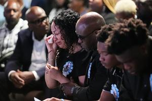 The family of Nolan Wells, during a July 20, 2026, service in Ocean Springs, Miss., for the 18-year-old found dead after taking a July 4 boat trip with friends.  AP Photo/Gerald Herbert
