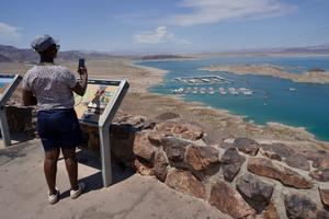 A view over Lake Mead shows how far the lake's level has fallen. AP Photo/Ty ONeil