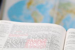 Open Bible with selective focus on the text in Matthew 25. Dreamstime/TCA