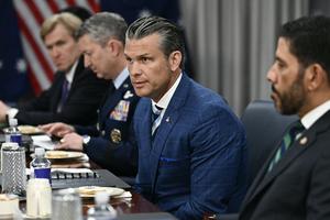U.S. Secretary of Defense Pete Hegseth speaks during a meeting with Australia's Deputy Prime Minister and Minister for Defence Richard Marles at the Pentagon in Washington, D.C., on Sept. 2, 2026. (Kent Nishimura/AFP via Getty Images/TCA)