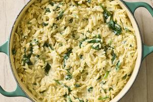 Creamy orzo pasta is a perfect vegetarian dinner or simple side. (Alex Lepe/TCA)