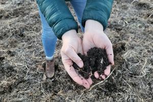 Jennifer, a seventh-generation cattle rancher in Georgia, inspects soil quality on her family's land. Sydney Giacalone