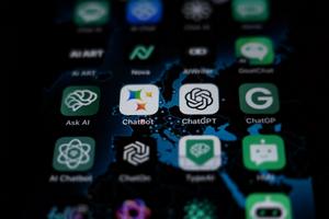 This illustration picture shows icons of Google's AI app BardAI, or ChatBot, middle left, OpenAI's app ChatGPT, middle right, and other AI apps on a smartphone screen in Oslo, on July 12, 2023. (Olivier Morin/AFP/Getty Images/TNS)