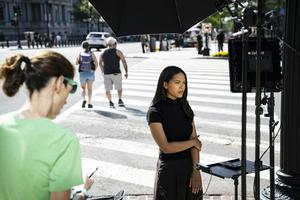 MS NOW White House Correspondent Akayla Gardner prepares to report from a street corner outside the White House grounds after being denied entry on Sept. 19, 2026.  Graeme Sloan/Getty Images