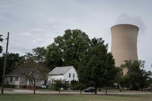 A gas- and coal-fired power plant in Indiana sits right next to a residential area.  Scott Olson/Getty Images