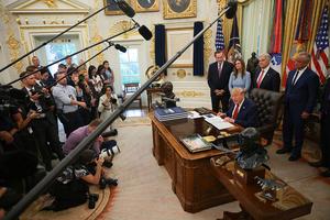WASHINGTON, DC - SEPTEMBER 18: U.S. President Donald Trump speaks to reporters about healthcare in the Oval Office at the White House on September 18, 2026 in Washington, DC. Trump announced that his administration's Medicaid ​
