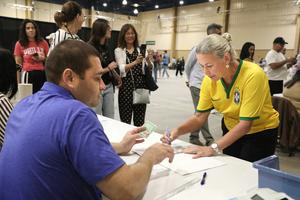 Nearly 9,000 Brazilian citizens voted at the polling place in Kissimmee, Fla., outside Orlando, on Oct. 4, 2026. Gregg Newton/AFP via Getty Images