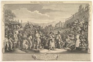 A 1747 print of a public execution at the so-called Tyburn Tree, a gallows in London that served for hundreds of years as a site of hangings. William Hogarth