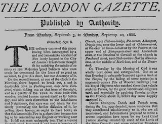 London Gazette from 1666