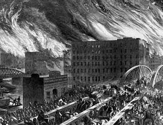Artist's rendering of the Great Chicago Fire