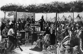 Leaders of Native nations and representatives of the United States have signed many treaties over the centuries, including the 1851 Treaty of Traverse des Sioux. ullstein bild via Getty Images